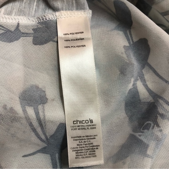 Chico’s Women’s Top Tunic Pleated High Low Floral Sheer Watercolor - Picture 7 of 9